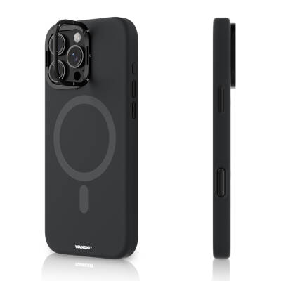 Apple iPhone 16 Pro Max Kılıf M-safe Şarj Özellikli Kamera Standlı Youngkit Bitty Cream Kapak - Youngkit