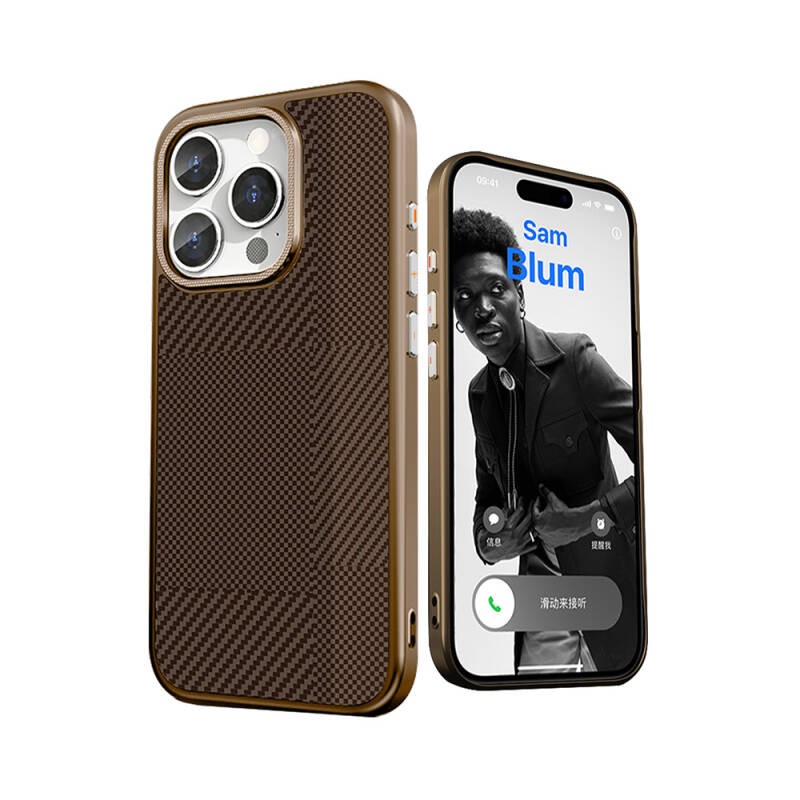 Apple iPhone 16 Pro Max Kılıf M-safe Şarj Özellikli Karbon Fiber Desenli Mutural Montage Kapak - 3