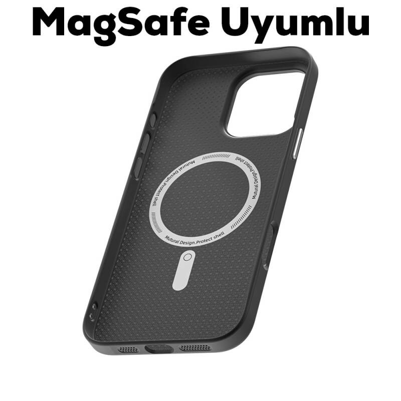 Apple iPhone 16 Pro Max Kılıf M-safe Şarj Özellikli Karbon Fiber Desenli Mutural Montage Kapak - 5
