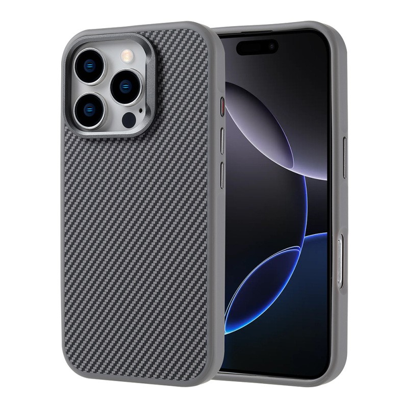 Apple iPhone 16 Pro Max Kılıf M-safe Şarj Özellikli Karbon Fiber Görünümlü Zore Troy Kapak - 3