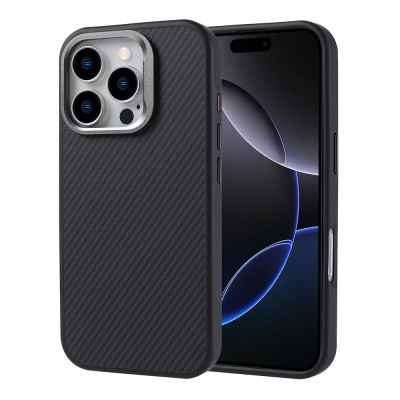Apple iPhone 16 Pro Max Kılıf M-safe Şarj Özellikli Karbon Fiber Görünümlü Zore Troy Kapak - 4