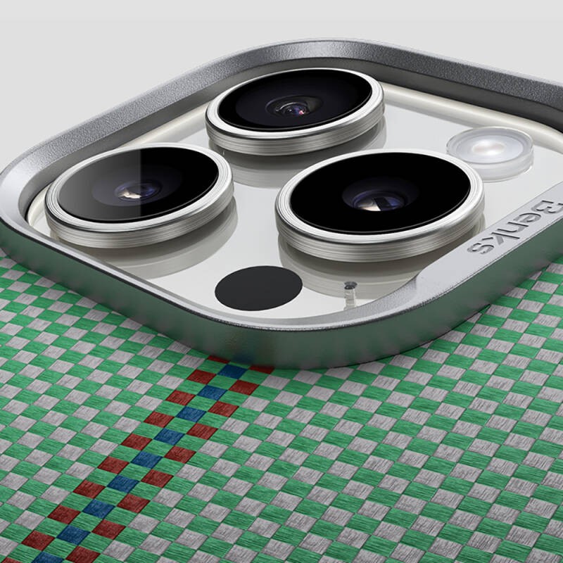 Apple iPhone 16 Pro Max Kılıf M-safe Şarj Özellikli Karbon Fiber Tasarımlı Benks Passion Green ArmorAir Kevlar Kapak - 11