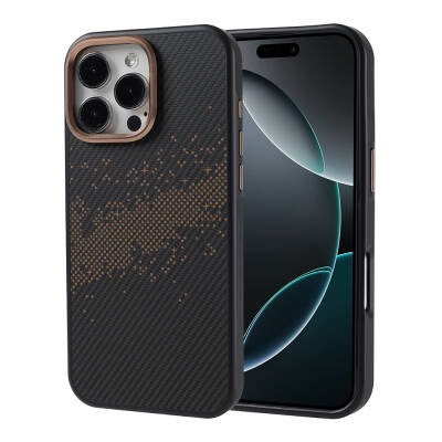 Apple iPhone 16 Pro Max Kılıf M-safe Şarj Özellikli Karbon Fiber Tasarımlı Zore Vave Kapak - Zore