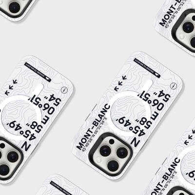 Apple iPhone 16 Pro Max Kılıf M-safe Şarj Özellikli Koordinat Yazı Desenli Benks Summit Serisi Kapak - 4