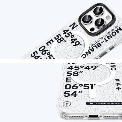 Apple iPhone 16 Pro Max Kılıf M-safe Şarj Özellikli Koordinat Yazı Desenli Benks Summit Serisi Kapak - 6