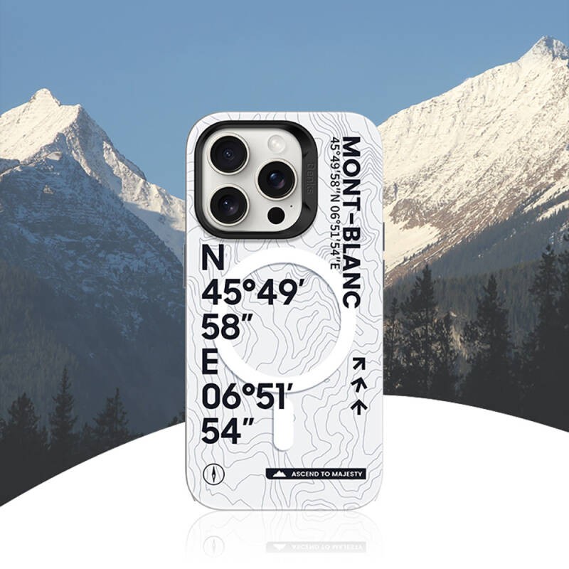 Apple iPhone 16 Pro Max Kılıf M-safe Şarj Özellikli Koordinat Yazı Desenli Benks Summit Serisi Kapak - 3