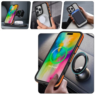 Apple iPhone 16 Pro Max Kılıf M-safe Şarj Özellikli Renkli Kenar Airbag Şeritli Zore Lamer Kapak - 10