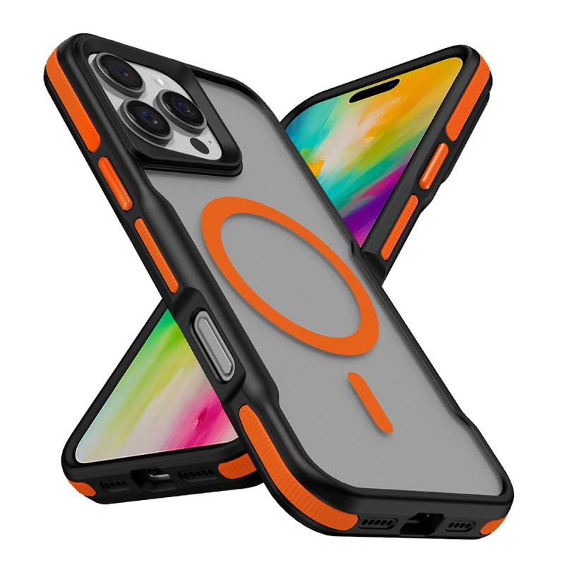 Apple iPhone 16 Pro Max Kılıf M-safe Şarj Özellikli Renkli Kenar Airbag Şeritli Zore Lamer Kapak - 1