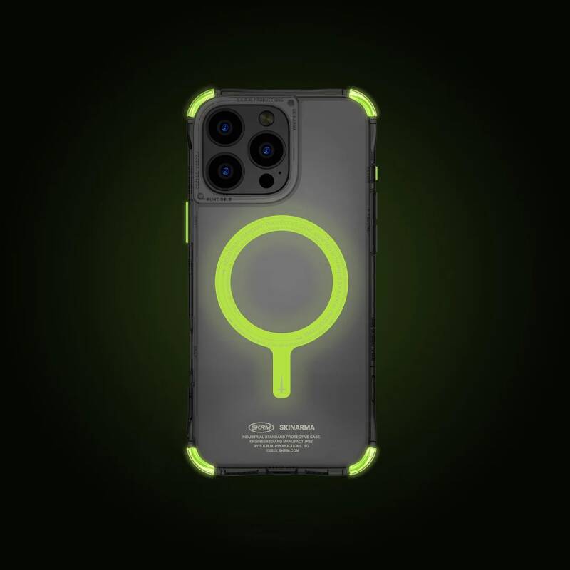 Apple iPhone 16 Pro Max Kılıf M-safe Şarj Özellikli Şeffaf Airbag Tasarımlı Skinarma Saido Nightglow Kapak - 3