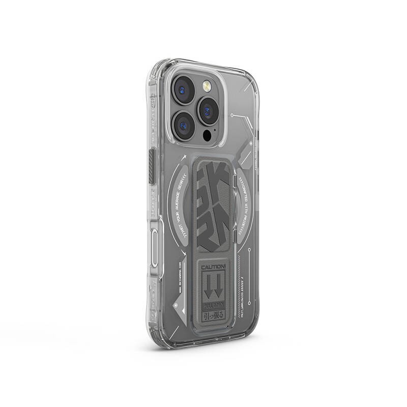 Apple iPhone 16 Pro Max Kılıf M-safe Şarj Özellikli Teknoloji Desenli Standlı Skinarma Helio Kapak - 6