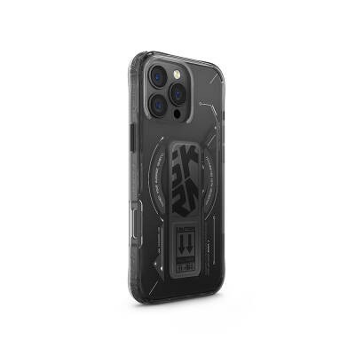 Apple iPhone 16 Pro Max Kılıf M-safe Şarj Özellikli Teknoloji Desenli Standlı Skinarma Helio Kapak - 10