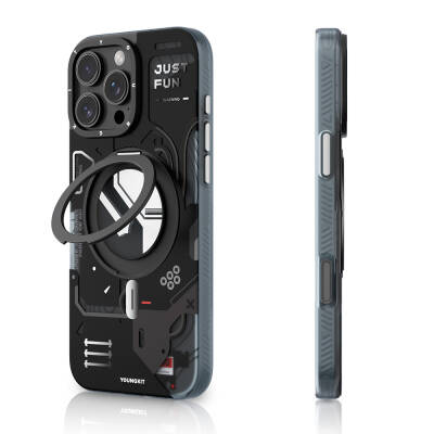 Apple iPhone 16 Pro Max Kılıf M-safe Şarj Özellikli Youngkit 360° Standlı Starship Serisi Kapak - Youngkit