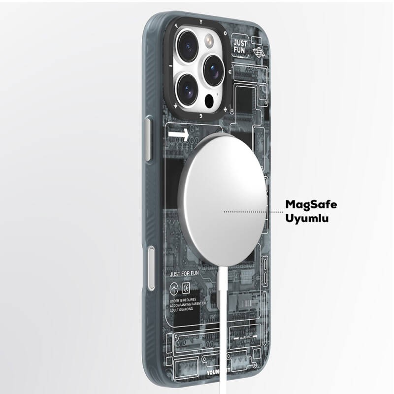 Apple iPhone 16 Pro Max Kılıf M-safe Şarj Özellikli Youngkit Technology Serisi Kapak - 8