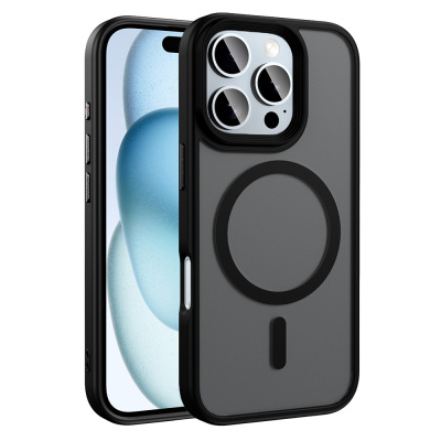 Apple iPhone 16 Pro Max Kılıf Mat Arka Yüzey Wireless Şarj Özellikli Zore Flet M-safe Kapak - Zore