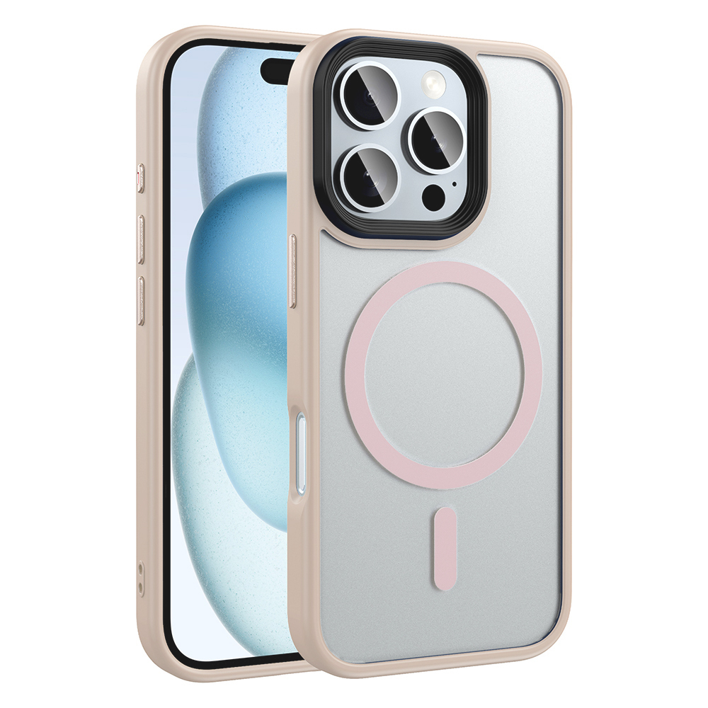 Apple iPhone 16 Pro Max Kılıf Mat Arka Yüzey Wireless Şarj Özellikli Zore Flet M-safe Kapak - Rose Gold