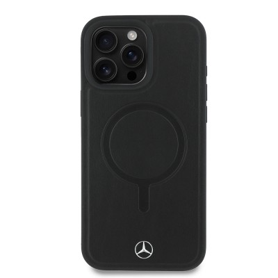 Apple iPhone 16 Pro Max Kılıf Mercedes Benz Orjinal Lisanslı M-safe Şarj Özellikli Metal Yıldız Logolu Sade Pürüzsüz Deri Kapak - 4