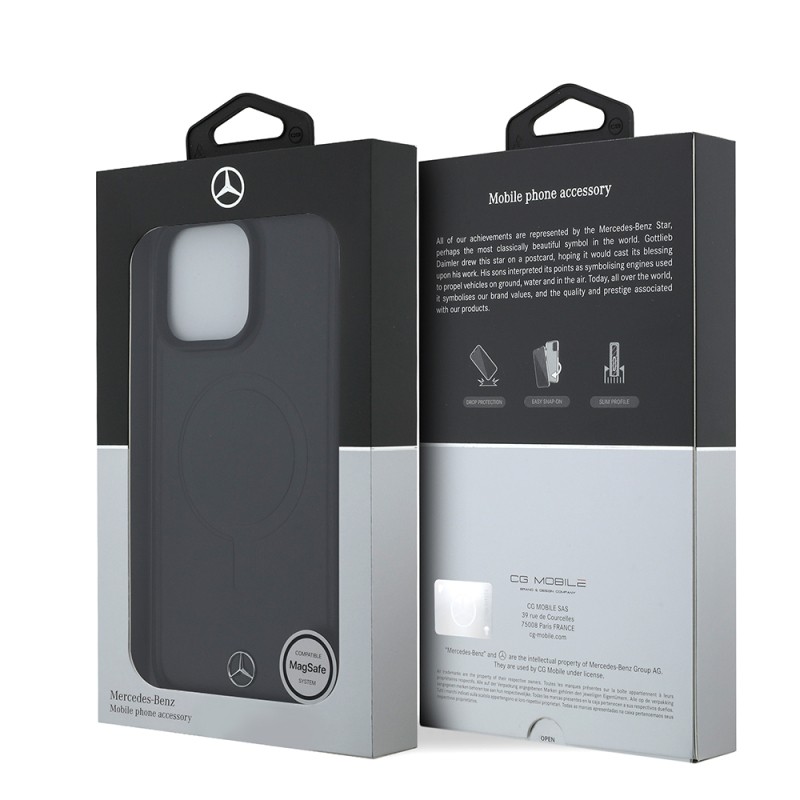 Apple iPhone 16 Pro Max Kılıf Mercedes Benz Orjinal Lisanslı M-safe Şarj Özellikli Metal Yıldız Logolu Sade Pürüzsüz Deri Kapak - 9