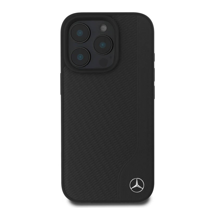 Apple iPhone 16 Pro Max Kılıf Mercedes Benz Orjinal Lisanslı M-safe Şarj Özellikli 3D Metal Logolu Wood Imitation Deri Kapak - 4