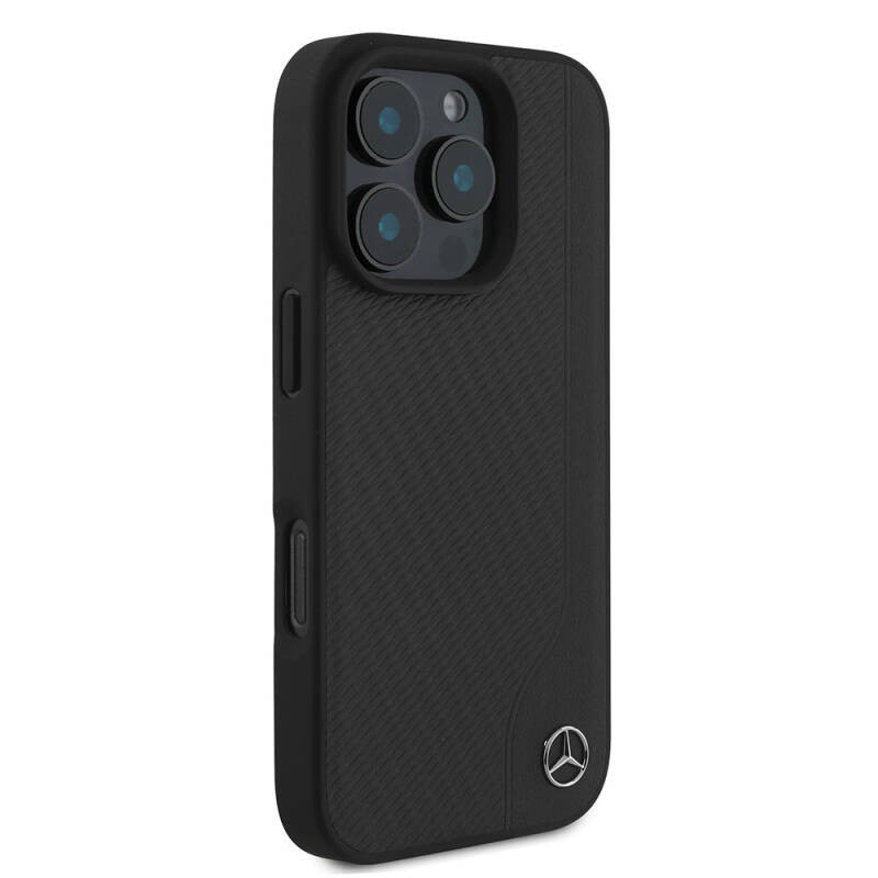 Apple iPhone 16 Pro Max Kılıf Mercedes Benz Orjinal Lisanslı M-safe Şarj Özellikli 3D Metal Logolu Wood Imitation Deri Kapak - 5