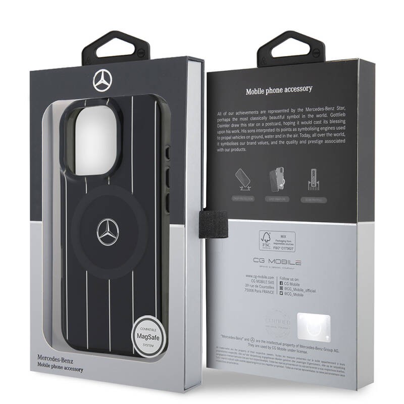 Apple iPhone 16 Pro Max Kılıf Mercedes Benz Orjinal Lisanslı M-safe Şarj Özellikli Çift Katmanlı Paralel Çizgi Desenli Kapak - 2