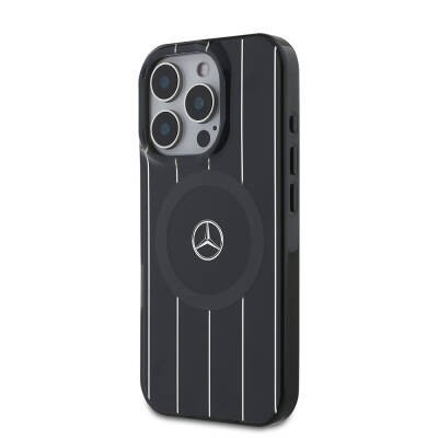 Apple iPhone 16 Pro Max Kılıf Mercedes Benz Orjinal Lisanslı M-safe Şarj Özellikli Çift Katmanlı Paralel Çizgi Desenli Kapak - 3