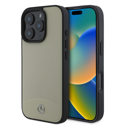 Apple iPhone 16 Pro Max Kılıf Mercedes Benz Orjinal Lisanslı M-safe Şarj Özellikli Dokulu ve Düz Deri Kapak - Mercedes Benz