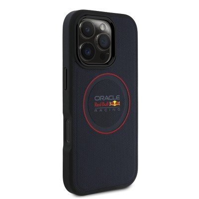 Apple iPhone 16 Pro Max Kılıf Redbull Orjinal Lisanslı M-safe Şarj Özellikli Kırmızı Halka ve Logo Kabartmalı PU Deri Kapak - 3