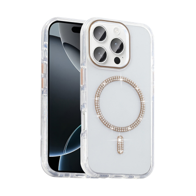 Apple iPhone 16 Pro Max Kılıf Taşlı Tasarım M-safe Şarj Özellikli Zore Koment Silikon Kapak - Zore