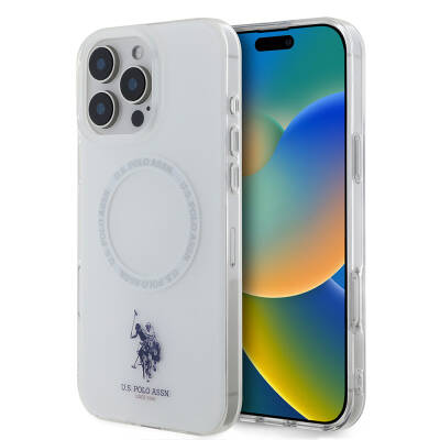 Apple iPhone 16 Pro Max Kılıf U.S. Polo Assn. Orjinal Lisanslı M-safe Şarj Özellikli IML Double Horse Logolu Ring Kapak - U.S. Polo Assn.