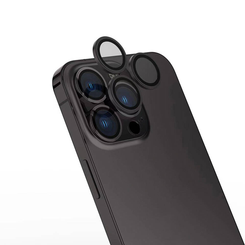 Apple iPhone 16 Pro Max Zore Safir CL-15 Parmak İzi Bırakmayan Anti-Reflective Kamera Lens Koruyucu - Gri