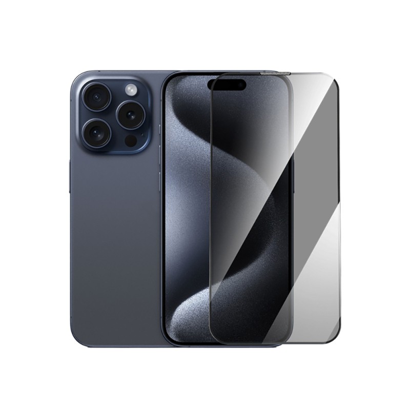 Apple iPhone 16 Pro Wiwu GT-021 Titan Guard Series Shock Absorbing Hybrid Polymer Privacy Screen Protector Film + Easy Application Tool - 6