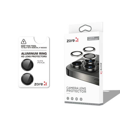 Apple iPhone 16 Zore CL-12 Premium Sapphire Anti-Fingerprint Anti-Reflective Camera Lens Protector - Zore