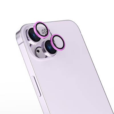 Apple iPhone 16 Zore Safir CL-15 Anti-Fingerprint Anti-Reflective Camera Lens Protector Pink