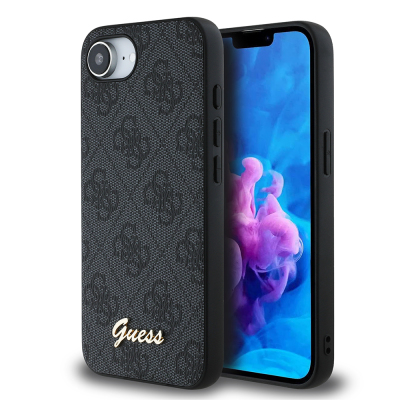 Apple iPhone 16E Case Guess Original Licensed 4G Patterned Script Metal Logo Cover - Guess