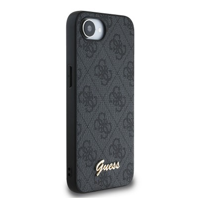 Apple iPhone 16E Case Guess Original Licensed 4G Patterned Script Metal Logo Cover - 6