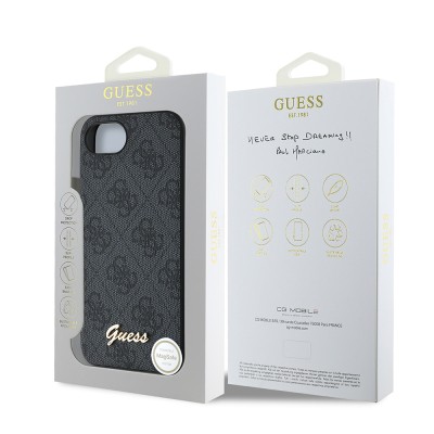 Apple iPhone 16E Case Guess Original Licensed 4G Patterned Script Metal Logo Cover - 10