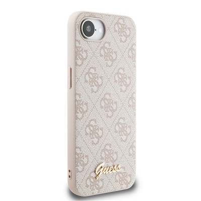 Apple iPhone 16E Case Guess Original Licensed 4G Patterned Script Metal Logo Cover - 13