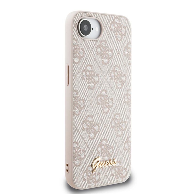 Apple iPhone 16E Case Guess Original Licensed 4G Patterned Script Metal Logo Cover - 13