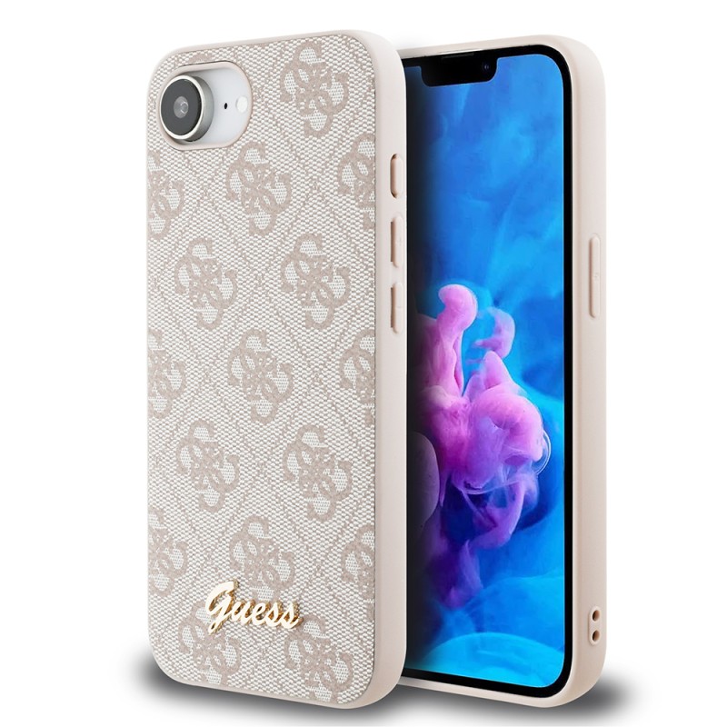 Apple iPhone 16E Case Guess Original Licensed 4G Patterned Script Metal Logo Cover - 3