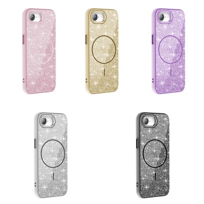 Apple iPhone 16E Case Magsafe Charging Feature Shining Glitter Zore Okso Cover - 17