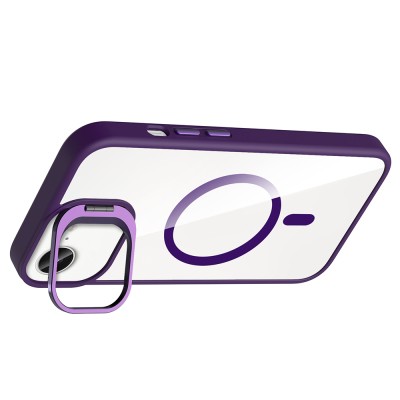 Apple iPhone 16E Case Stand and Camera Lens Gift M-Safe Charging Feature Zore Etro Cover - 9