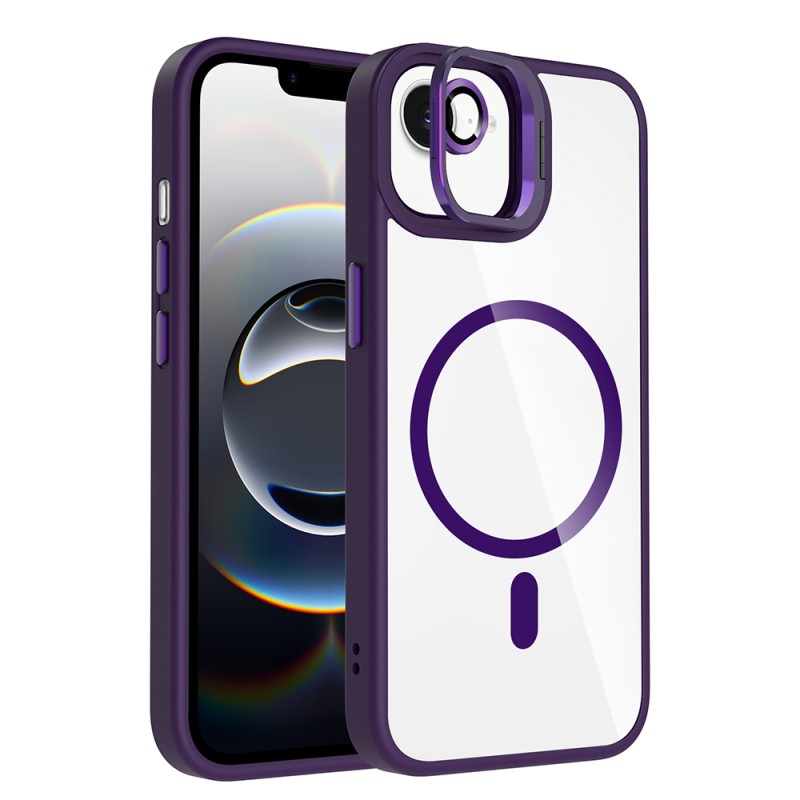 Apple iPhone 16E Case Stand and Camera Lens Gift M-Safe Charging Feature Zore Etro Cover - 3