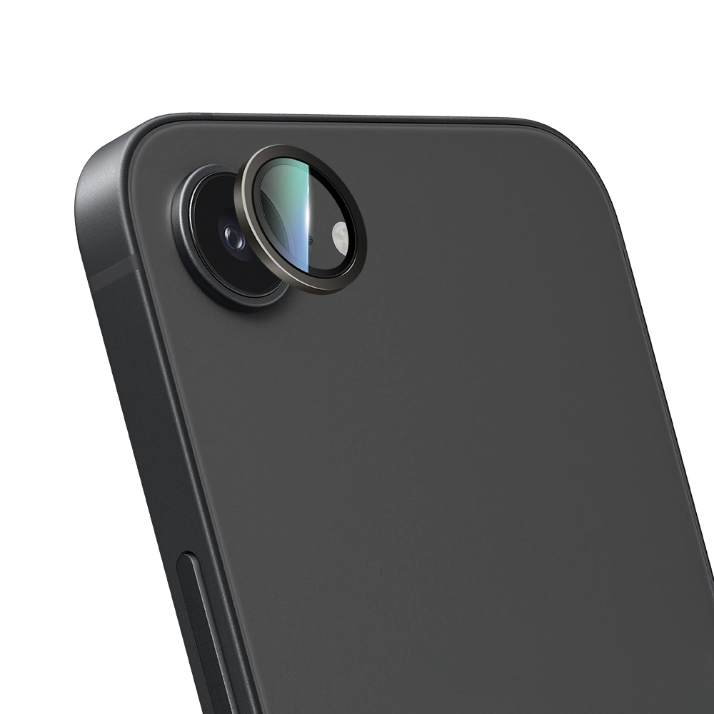 Apple iPhone 16E CaseWorld Alloy Serisi Oleofobik Anti Reflective Kamera Lens Koruyucu - Siyah