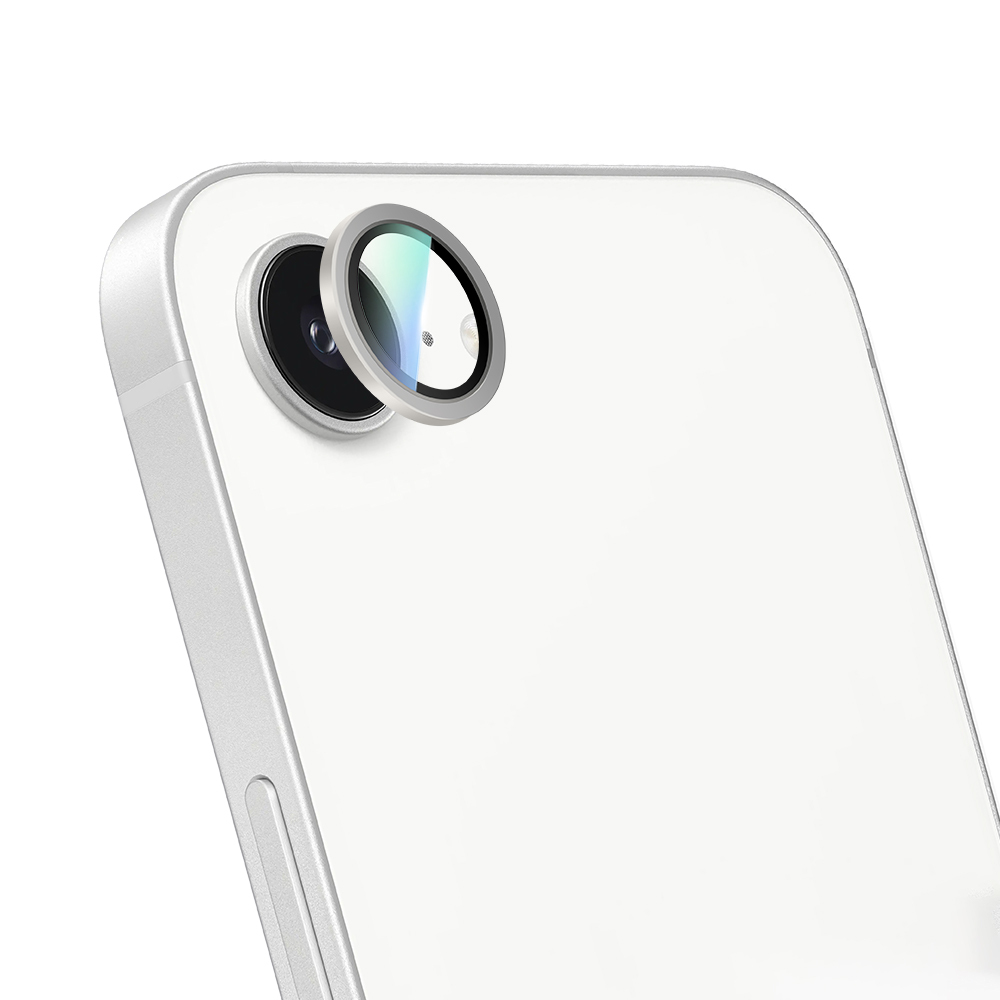 Apple iPhone 16E CaseWorld Alloy Serisi Oleofobik Anti Reflective Kamera Lens Koruyucu - Gümüş