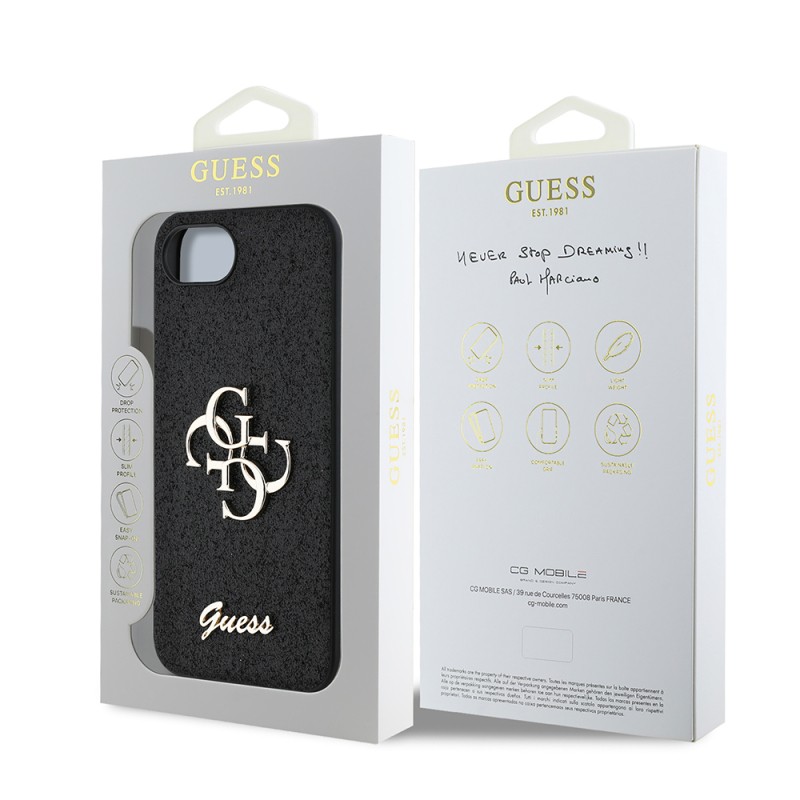 Apple iPhone 16E Kılıf Guess Orjinal Lisanslı 4G Büyük Metal Logolu Glitter Kapak - 17