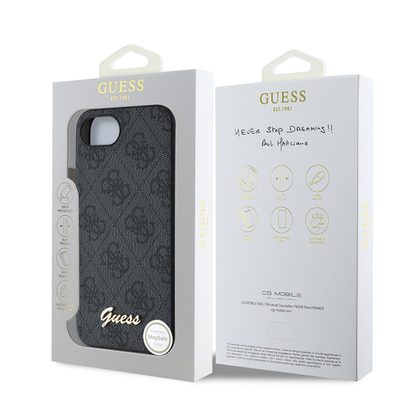 Apple iPhone 16E Kılıf Guess Orjinal Lisanslı 4G Desenli Script Metal Logolu Kapak - 10