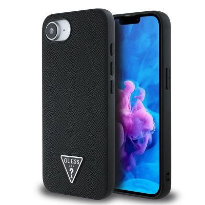 Apple iPhone 16E Kılıf Guess Orjinal Lisanslı M-safe Şarj Özellikli Grained Triangle Kapak - Guess