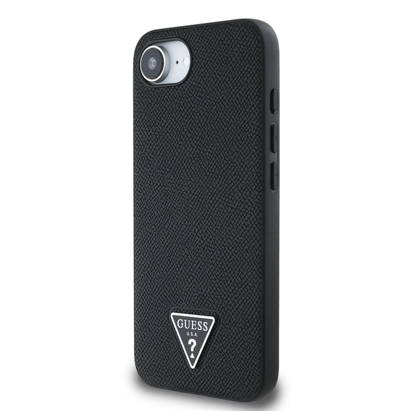 Apple iPhone 16E Kılıf Guess Orjinal Lisanslı M-safe Şarj Özellikli Grained Triangle Kapak - 3