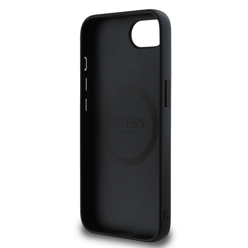 Apple iPhone 16E Kılıf Guess Orjinal Lisanslı M-safe Şarj Özellikli Grained Triangle Kapak - 8