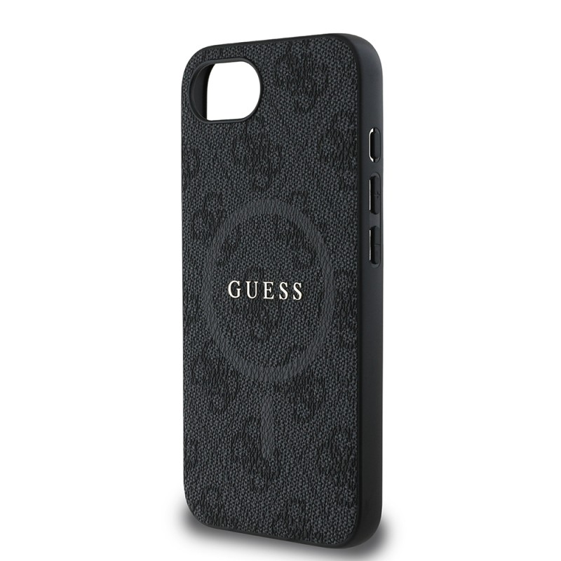 Apple iPhone 16E Kılıf Guess Orjinal Lisanslı M-safe Şarj Özellikli PU Halkalı 4G Desenli Yazı Logolu Kapak - 8